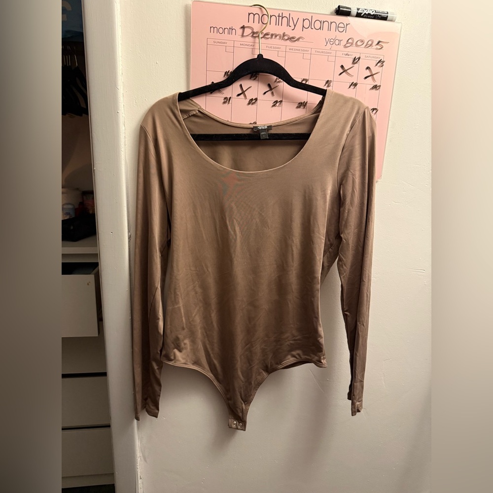 Express Tan Long Sleeve Bodysuit